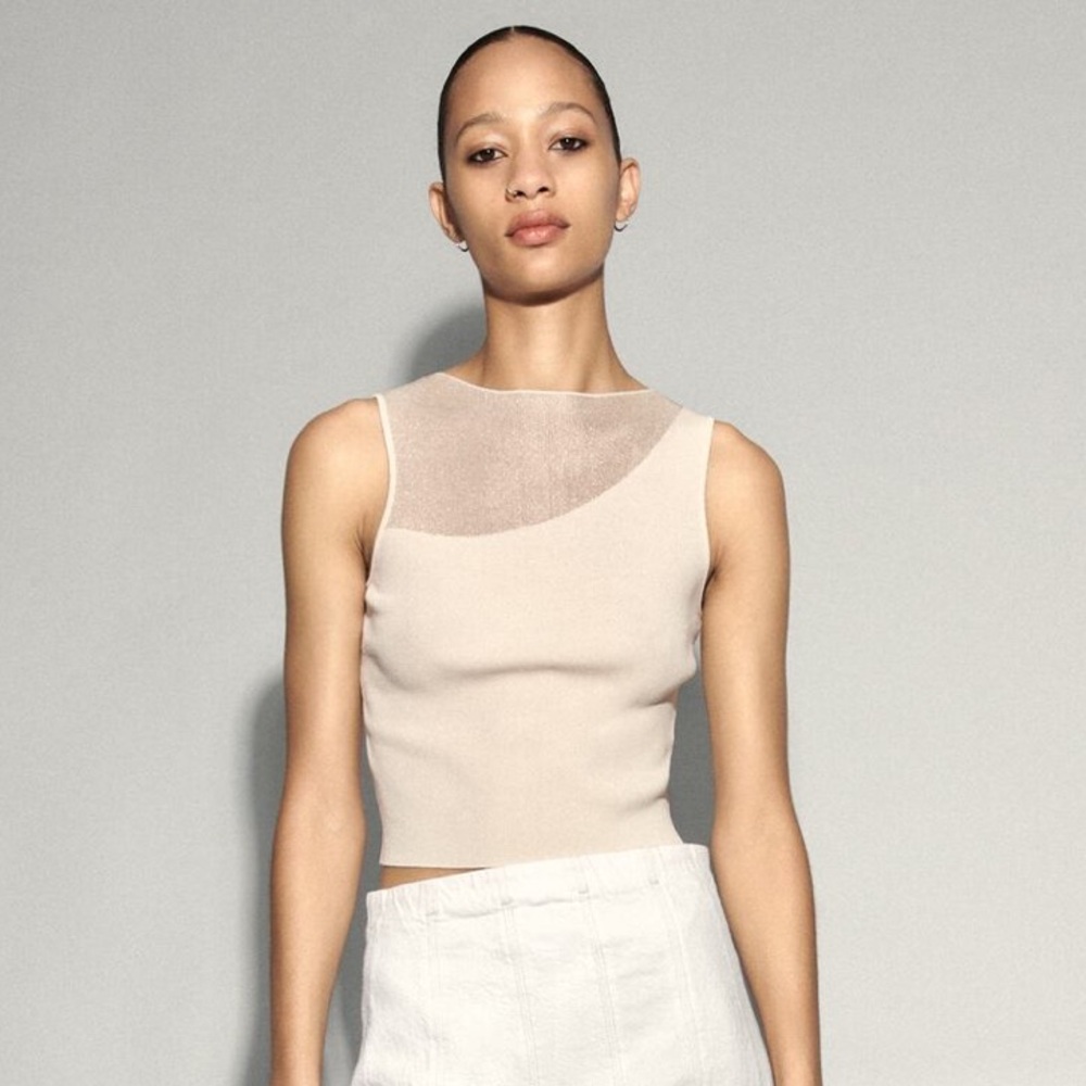 NWT! Zara cream combination knit top